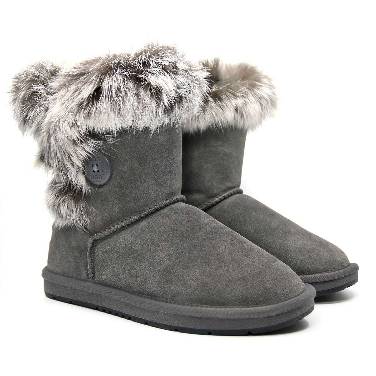 Auzland short button fur UGG boots for women featuring a cozy fur lining and stylish button details, perfect for winter wear.