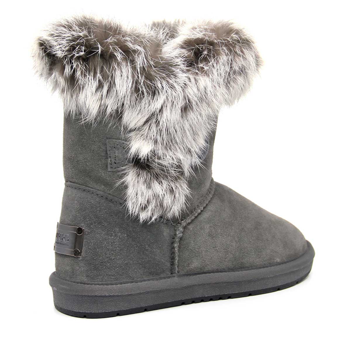 Auzland short button fur UGG boots for women, featuring button accents, cozy fur lining, and stylish footwear design.