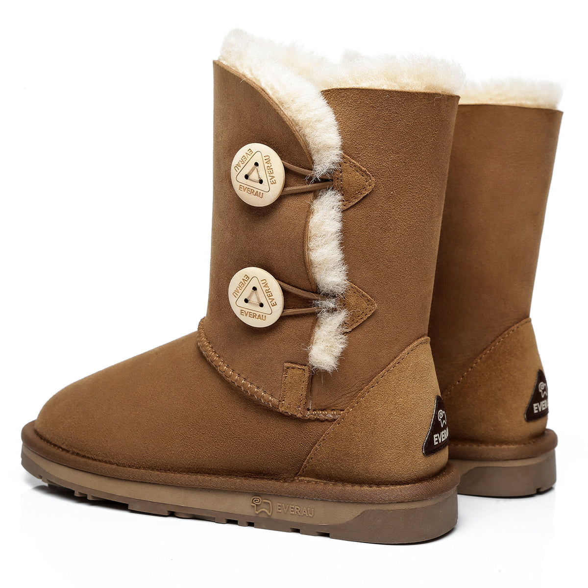 EverUgg short twin button women's UGG boots with classic design and soft suede exterior, shown in chest04 image.