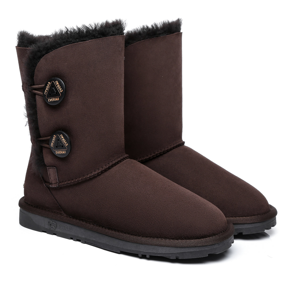 Choc brown EverUgg Short Twin Button women's UGG boots with classic design and button details, cozy and stylish footwear.