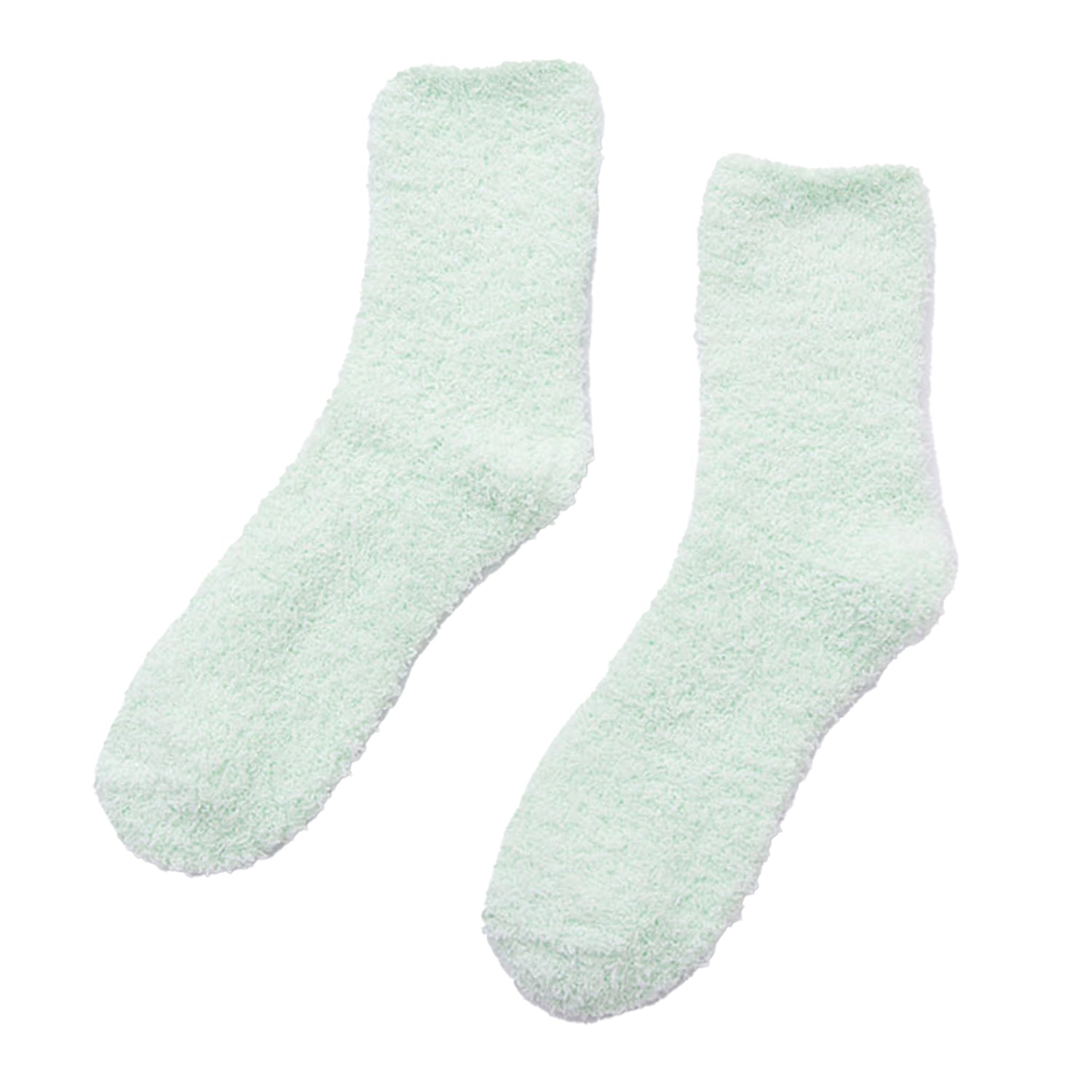 Light green Snuggyz® Ultra Soft Socks laid flat, showcasing their cozy, plush fabric and comfortable fit.
