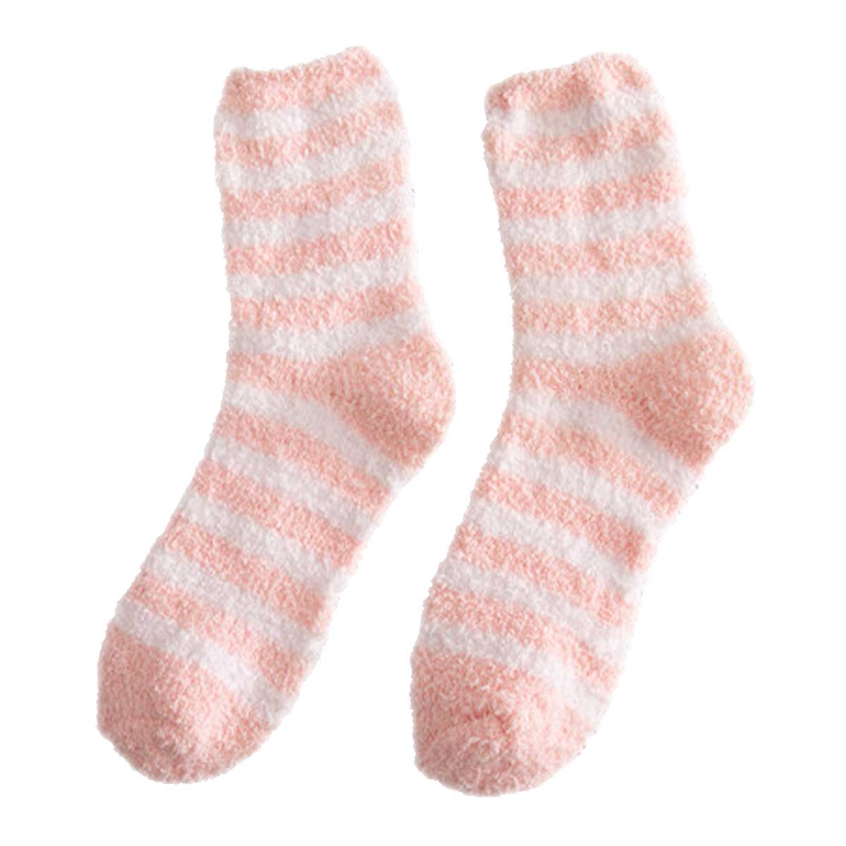 Pink Snuggyz Ultra Soft Stripe Socks featuring colorful horizontal stripes and a cozy, comfortable fit.