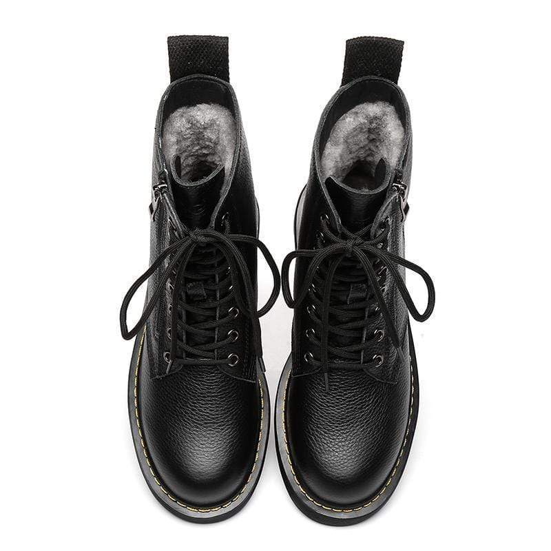 Ellen Black Leather Women Boots