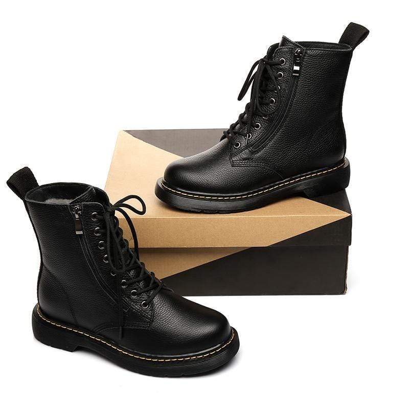 Ellen Black Leather Women Boots