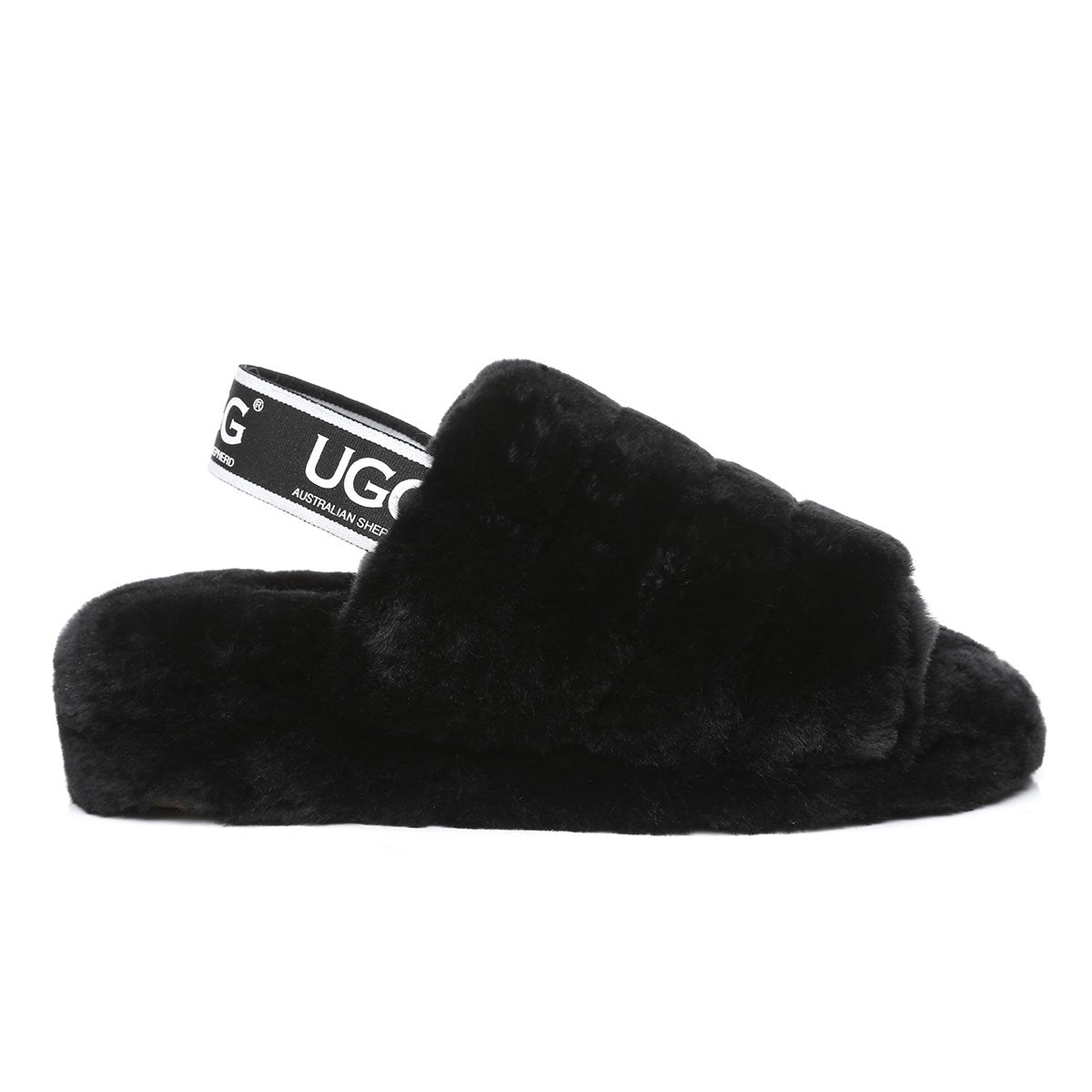 EverUgg Fluffilicious Slippers in black for women, featuring plush faux fur and comfortable slip-on design.