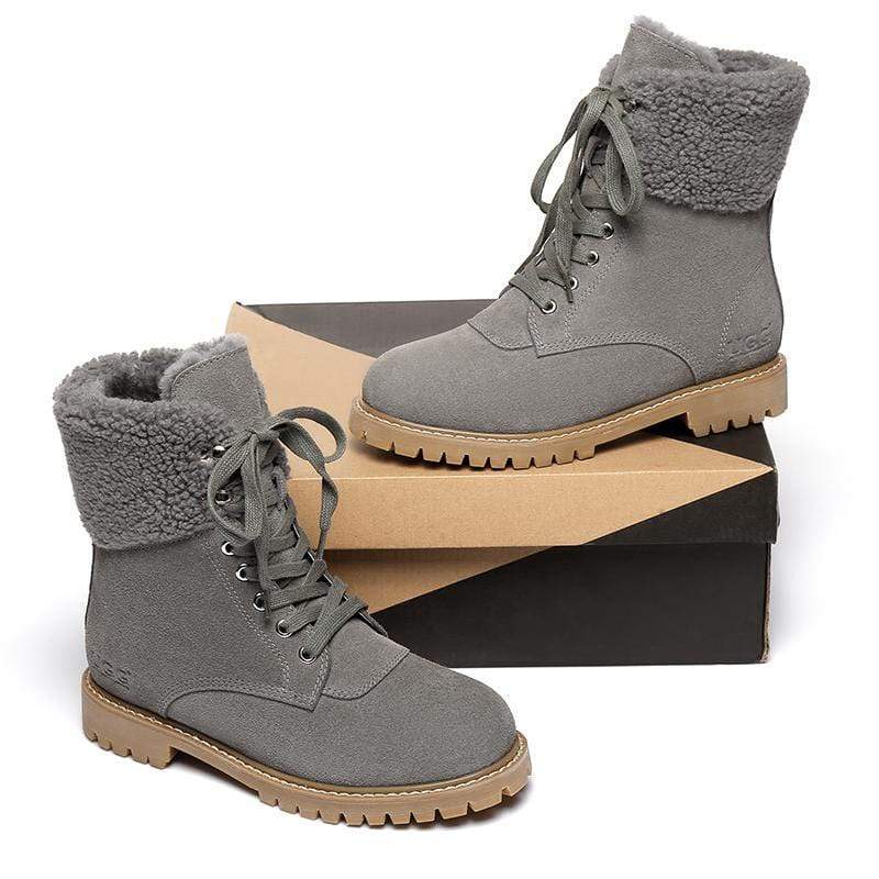 EverUgg UGG Irene fashion boots for women, stylish leather shoes with a sleek design and ankle-high silhouette.