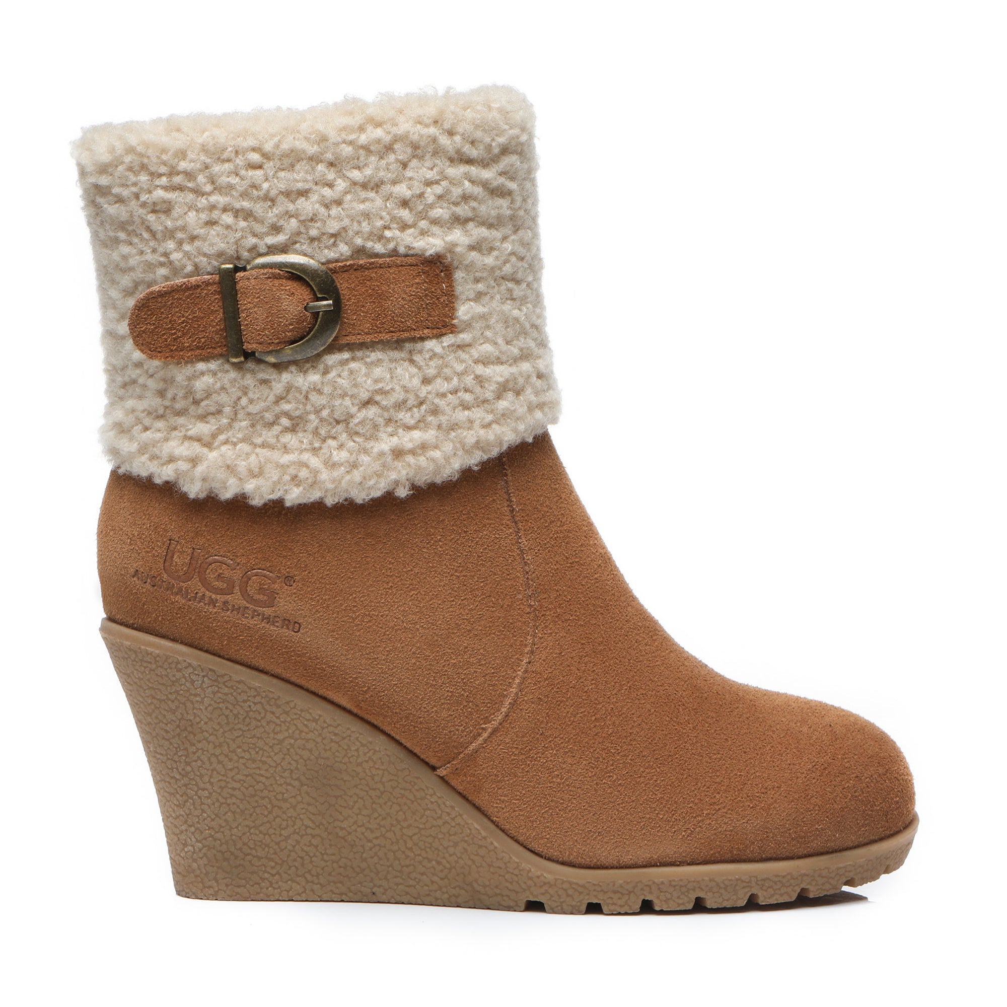 EverUgg UGG Joey Wedge Fashion Boots for women, showcasing stylish wedge heel and cozy leather design.