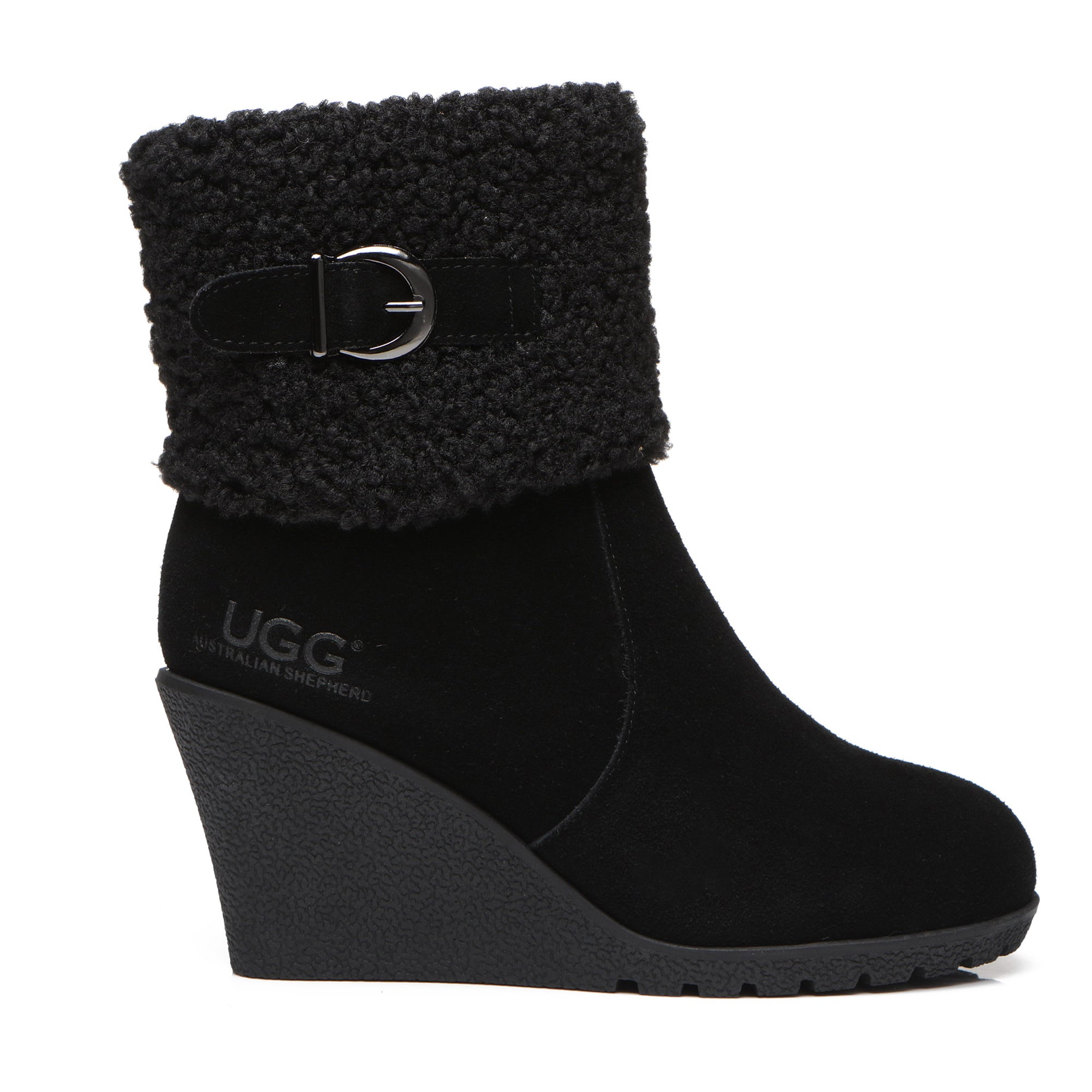 EverUgg Joey Wedge Fashion Boots for women featuring tan leather uppers and stylish wedge heels.