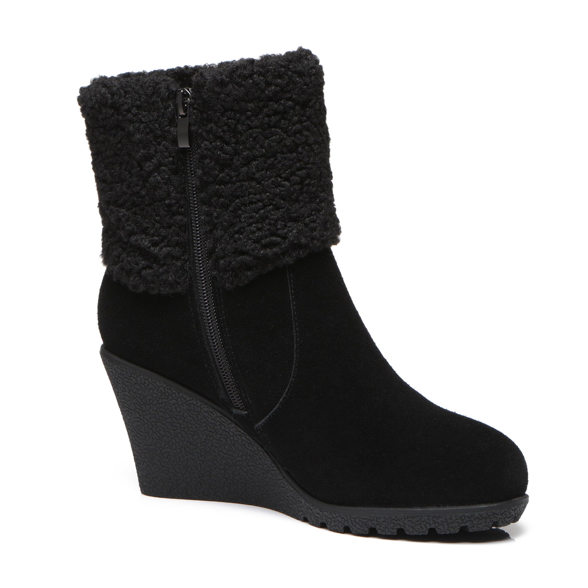 EverUgg UGG Joey Wedge Fashion Boots for women, stylish ankle boots with wedge heel, suede material and casual design.
