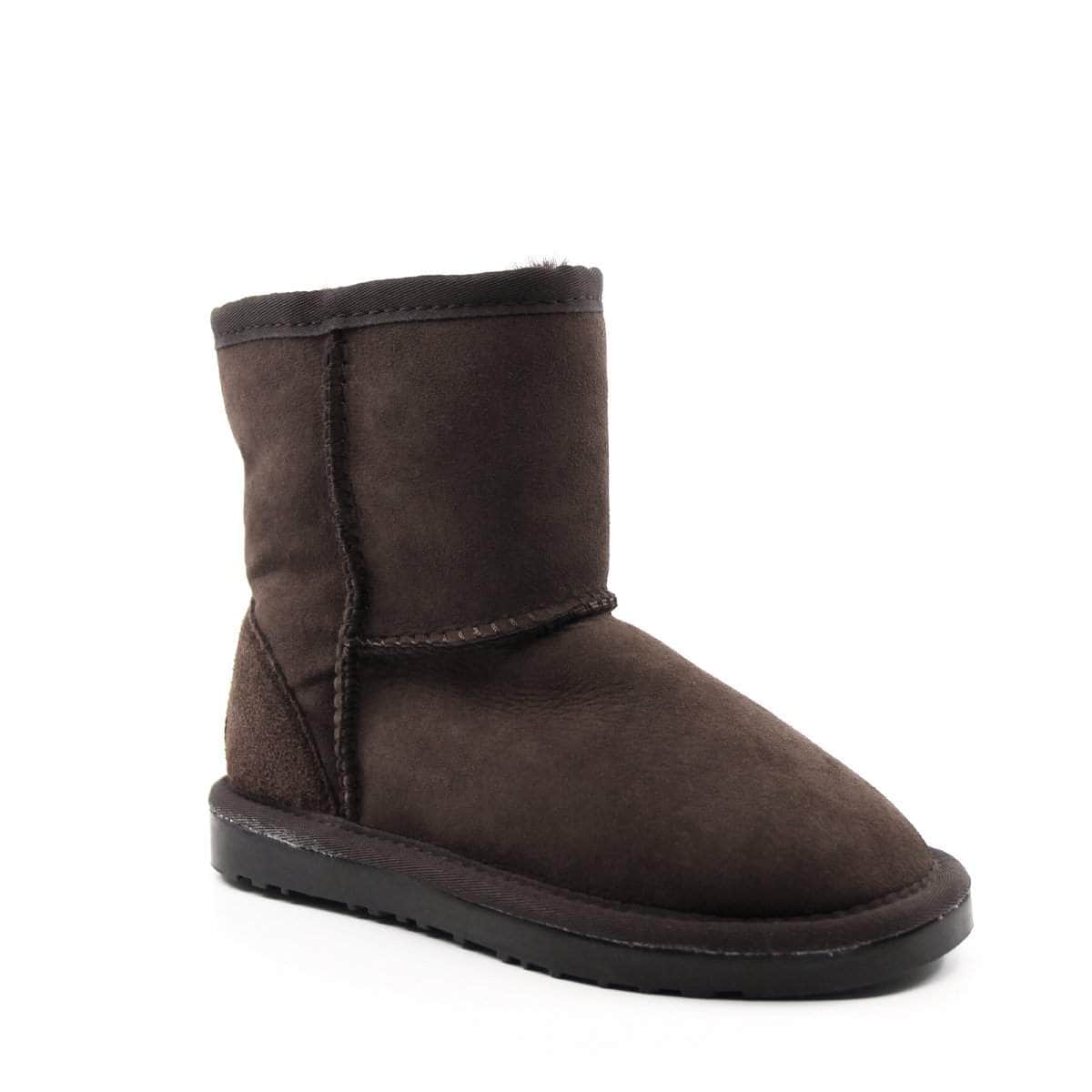 Auzland UGG Kids Short Classic Boots in tan with soft sheepskin lining, showcasing their cozy, slip-on design and durable sole.