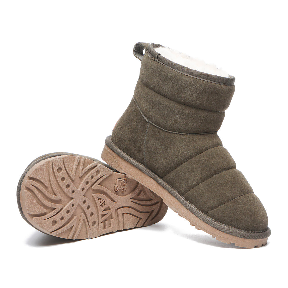 EverUgg UGG Mini Puffer Boots for women, showcasing the stylish and cozy quilted puffer design with ankle height and textured sole.