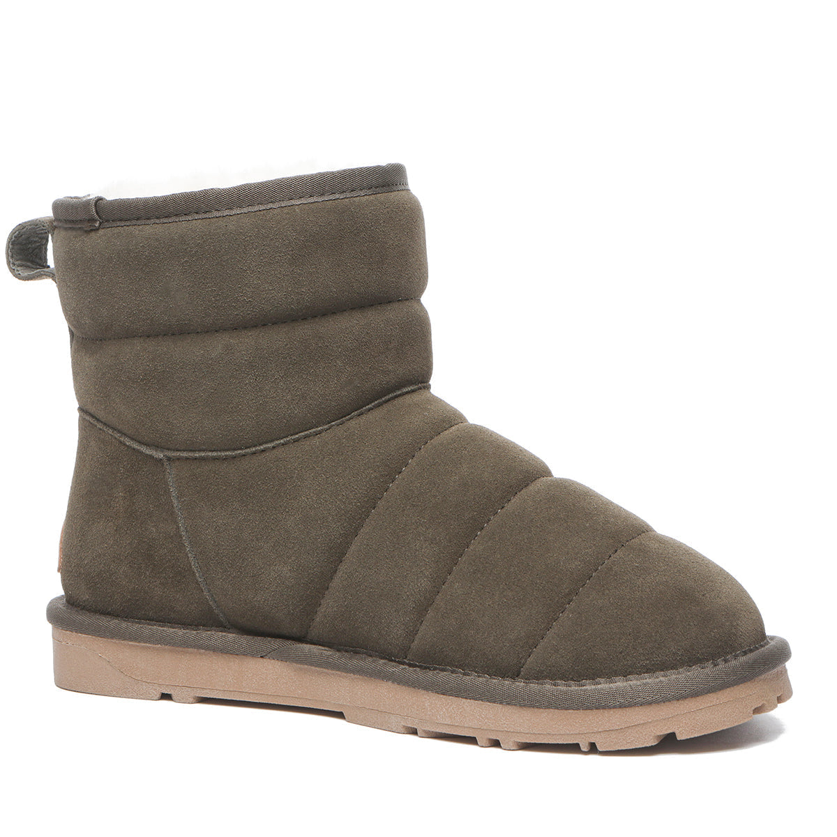 EverUgg UGG Mini Puffer Boots for women, black insulated winter shoes with quilted puffer design and ankle height.