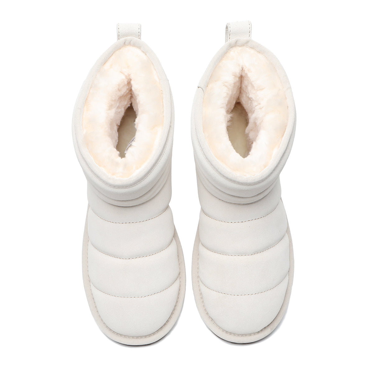 EverUgg UGG Mini Puffer Boots for women, featuring a cozy puffer design and ankle height in black leather.