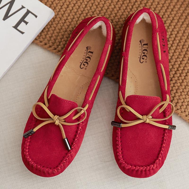 AuSnow UGG Ozsnow Moccasin Slippers for women, cozy slip-on shoes with soft lining and casual moccasin design.