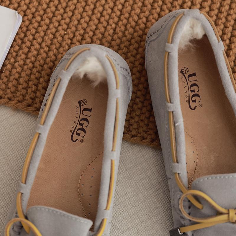 AuSnow UGG Ozsnow Moccasin Slippers for women, cozy slip-on shoes with soft lining and moccasin design, ideal for indoor comfort.