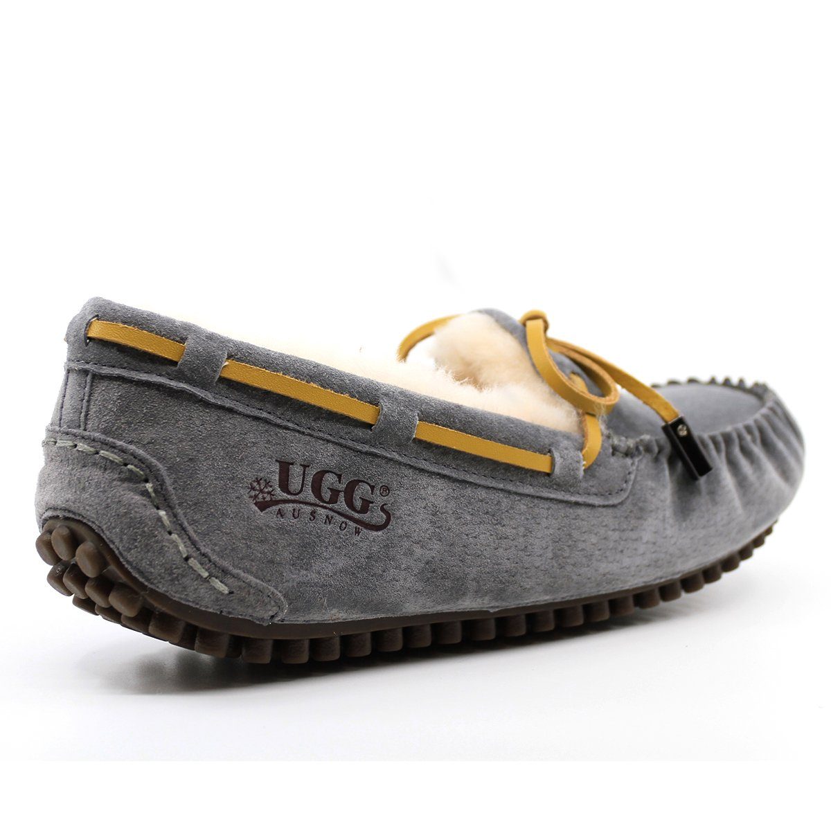 AuSnow UGG Ozsnow Premium Moccasin women's slippers with soft leather and cozy interior, ideal for indoor comfort and casual wear.