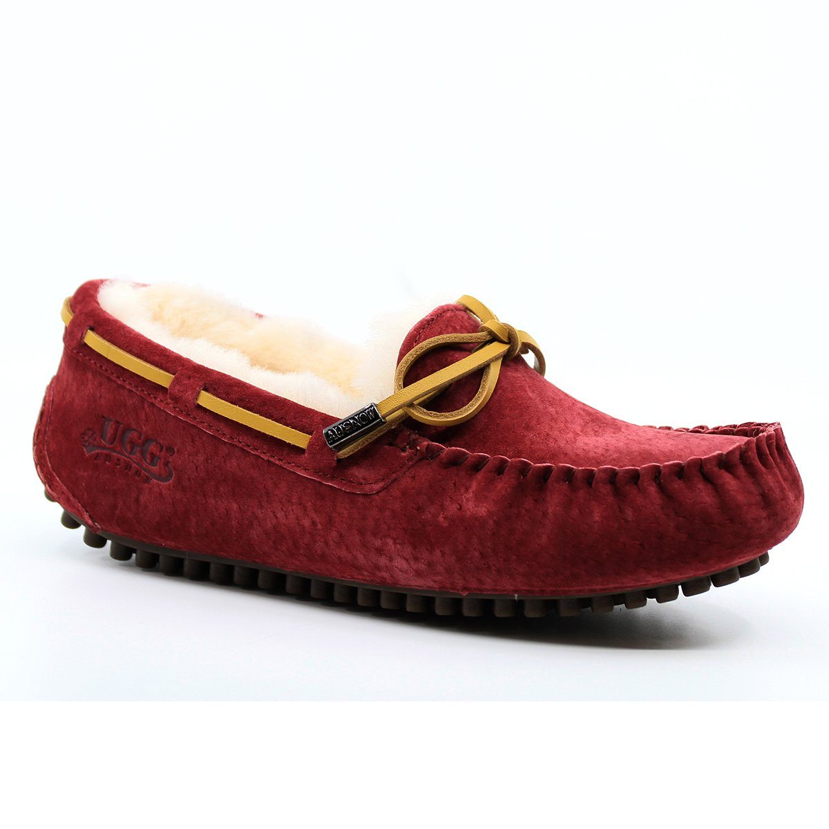 AuSnow UGG Ozsnow Premium Moccasin slippers for women, featuring soft suede material and cozy lining, ideal for indoor comfort.