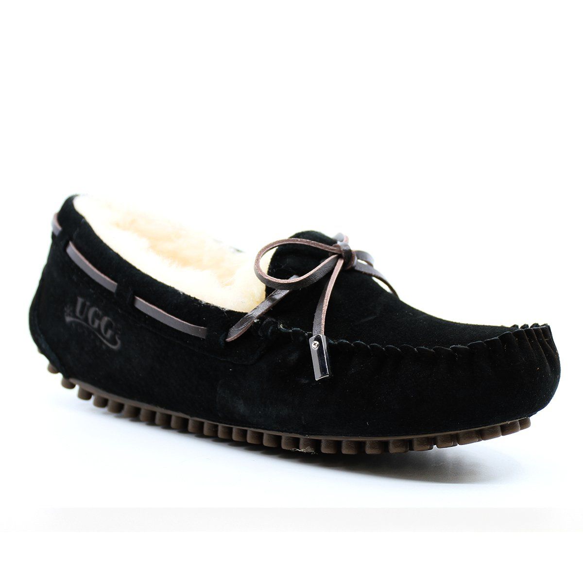 AuSnow UGG Ozsnow Premium Moccasin women's slippers with soft leather and cozy lining, perfect for indoor comfort.