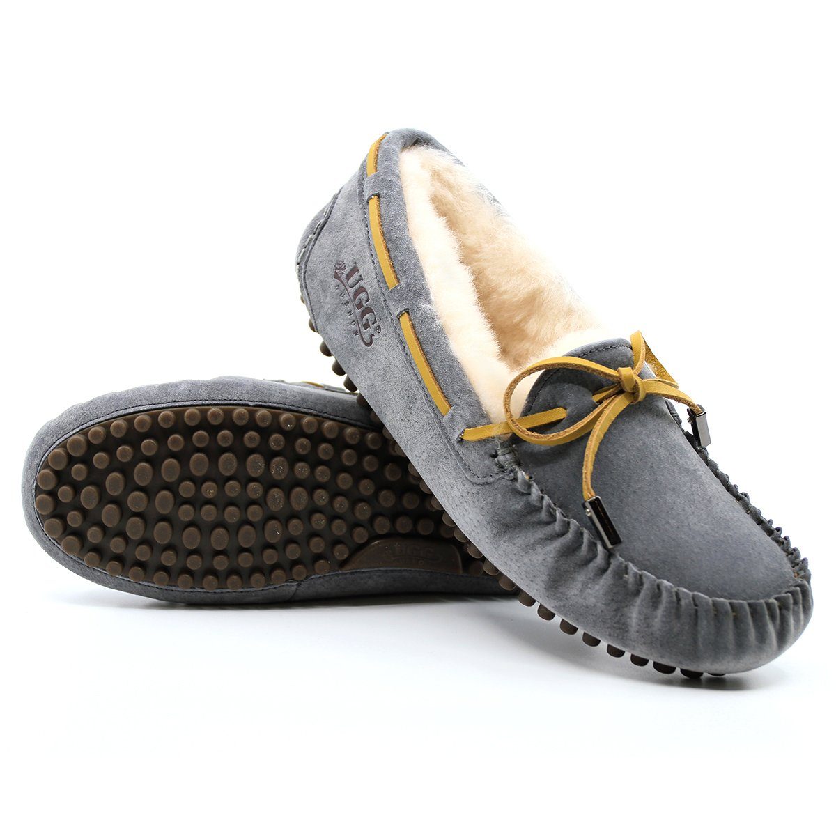 AuSnow UGG Ozsnow Premium Moccasin slippers for women with soft leather and cozy lining, perfect for indoor comfort.