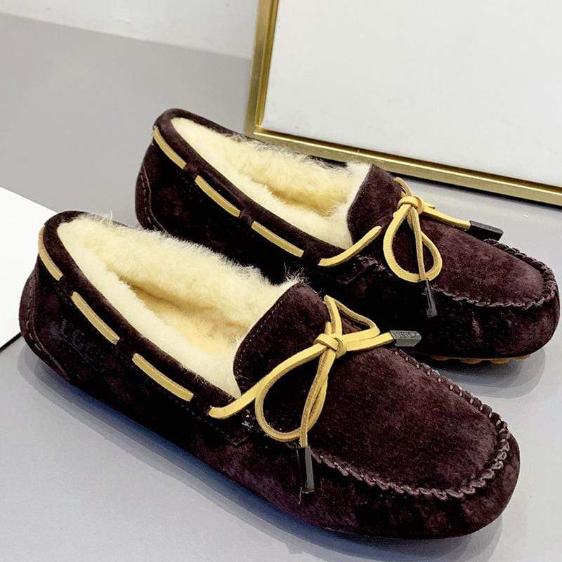 AuSnow UGG Ozsnow Premium Moccasin women's slippers with plush lining and slip-on design, ideal for cozy indoor wear.