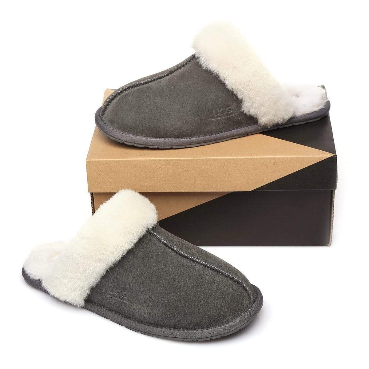 EverUgg UGG Premium Scuff Slippers for women, soft plush interior and cozy slip-on design, casual indoor footwear.