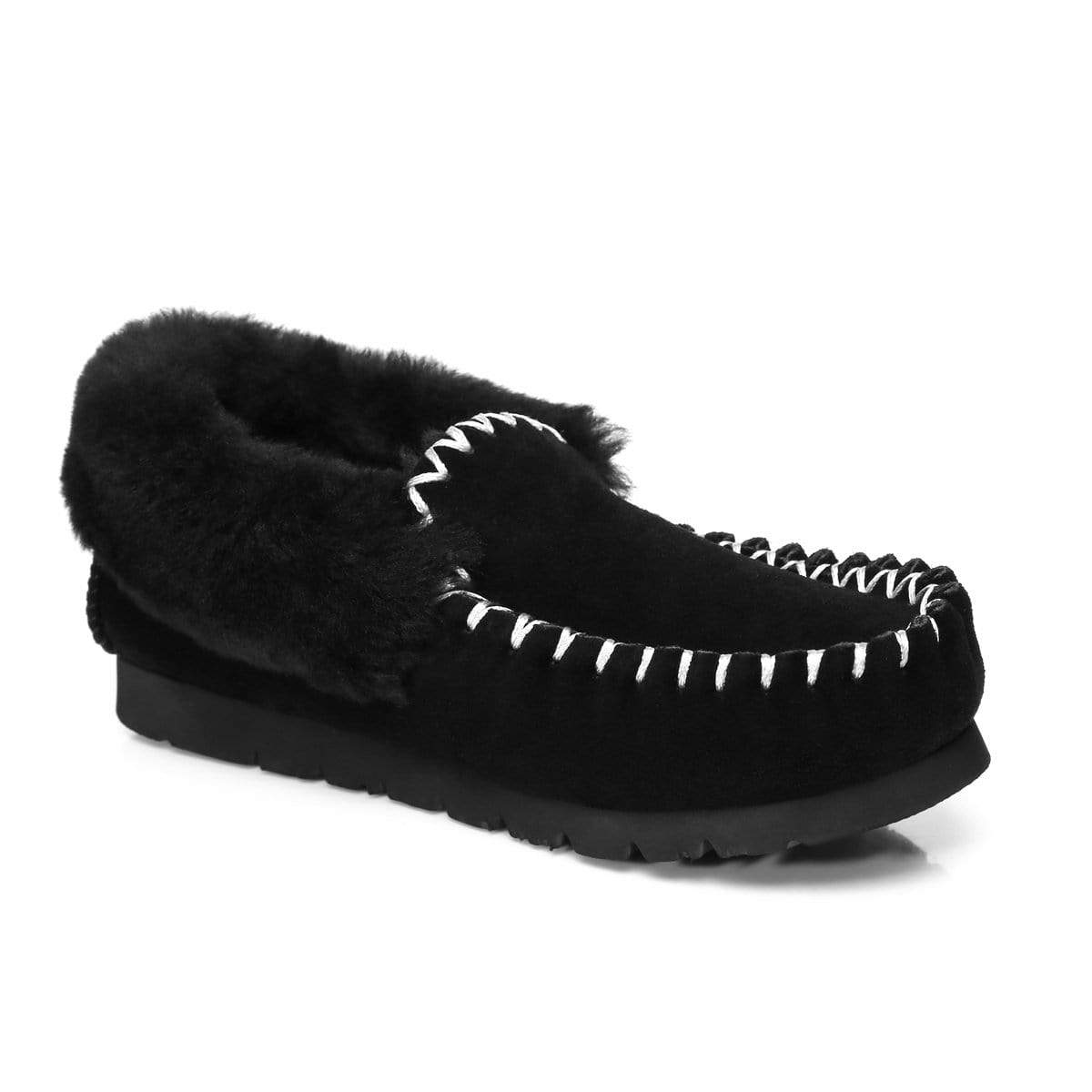 EverUgg UGG Premium Traditional Moccasin for women, soft slippers with suede exterior and plush lining, comfortable slip-on shoes.