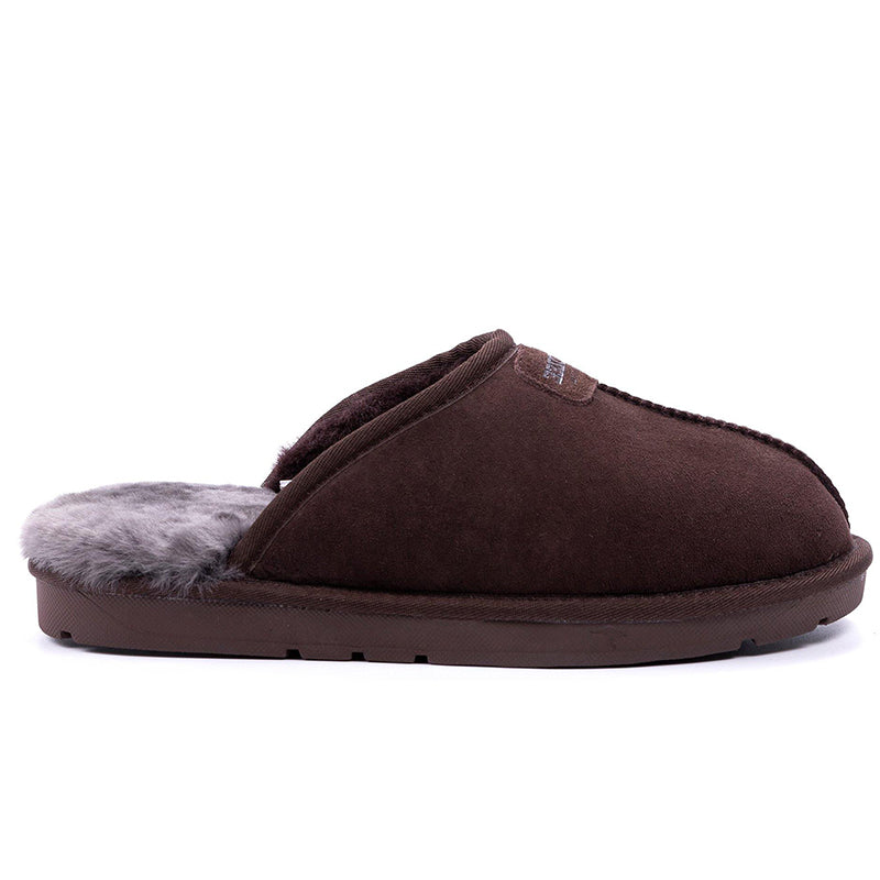 Roozee men's Roozeeze chocolate slip-on slippers with soft lining and casual design, perfect for comfortable indoor wear.