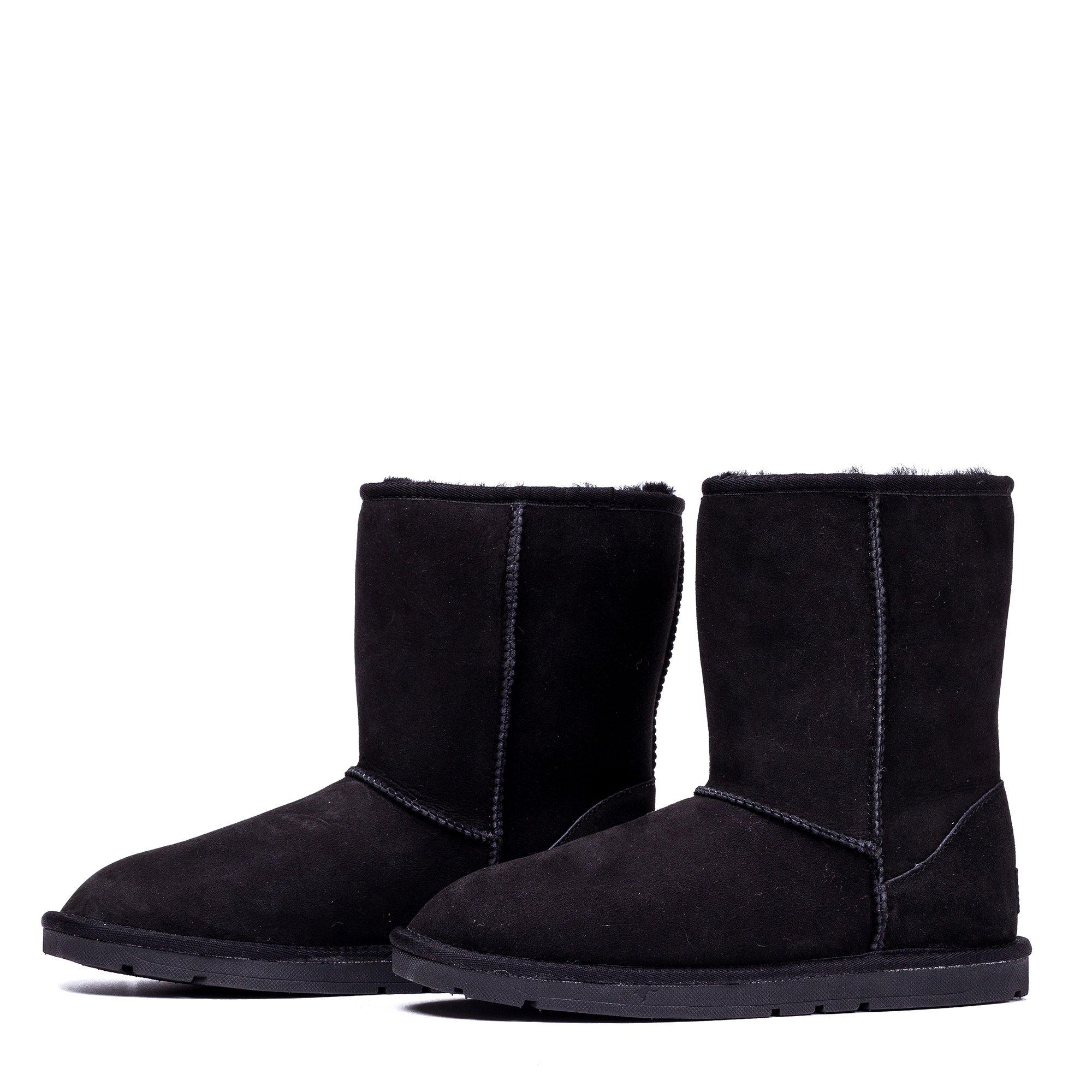 Black Roozee UGG Roozee Short Classic Boots for women, cozy sheepskin lining and durable suede exterior.