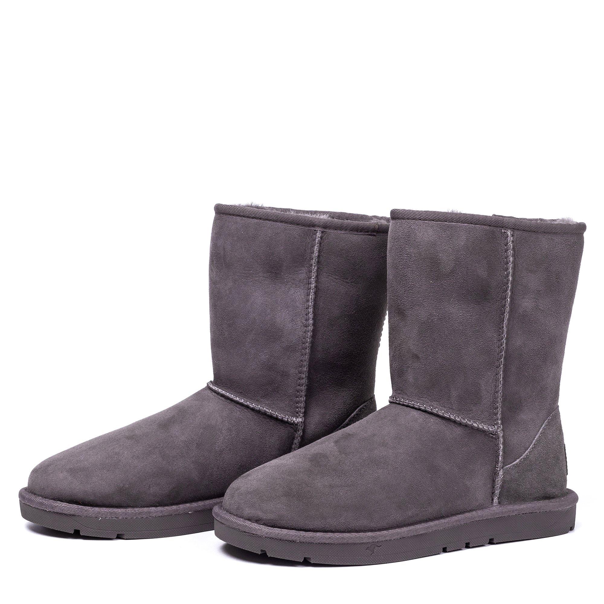 Grey Roozee UGG Roozee Short Classic Boots for women, showcasing soft sheepskin exterior and cozy design.