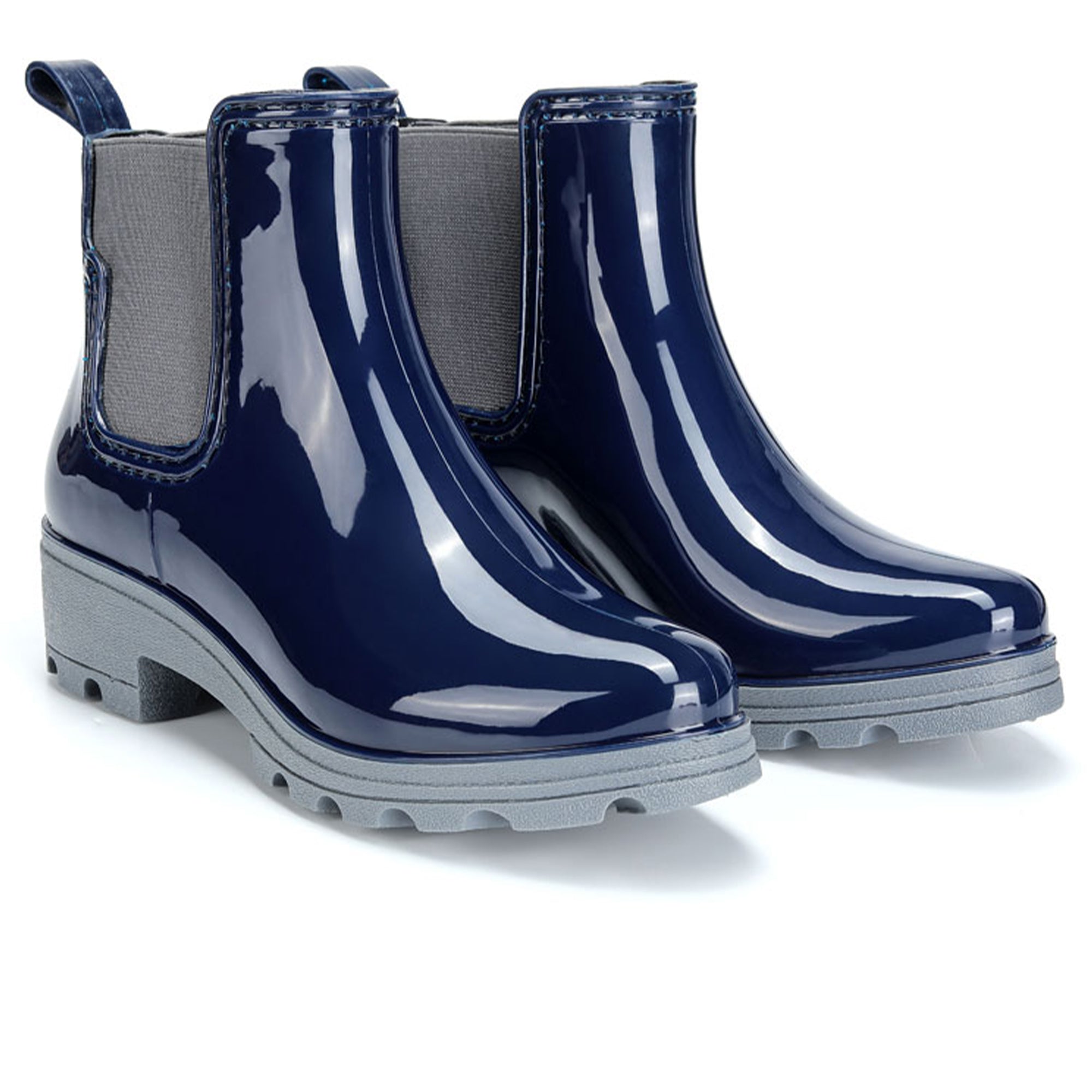 Blue Vivien Waterproof UGG rain boots for women by Snuggyz, featuring sleek waterproof design and fashionable ankle-height style.
