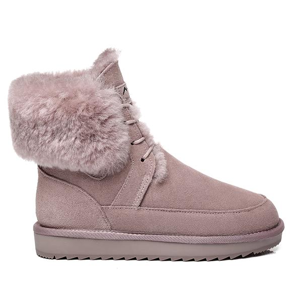 EverUgg women's winter fashion lace-up boots in dawn pink with winter styling and chunky sole, suitable for cold weather.