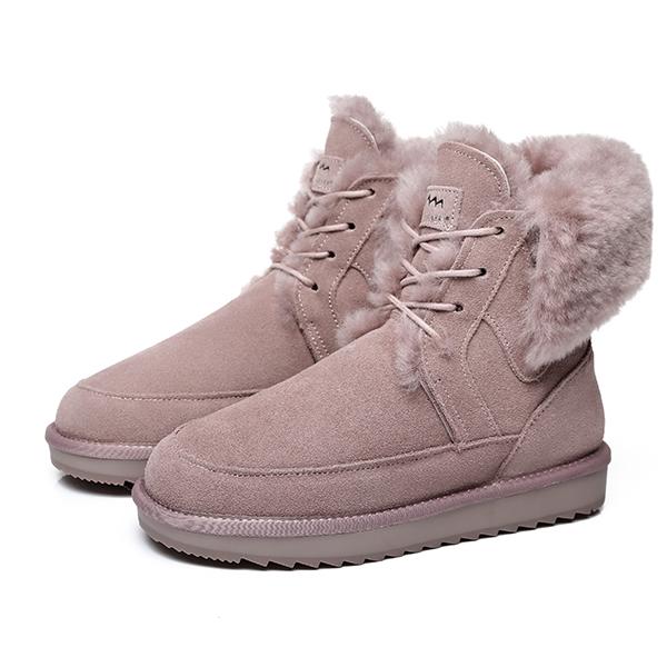 EverUgg winter fashion lace-up boots for women, showcasing stylish leather shoes with cozy lining and sturdy soles.